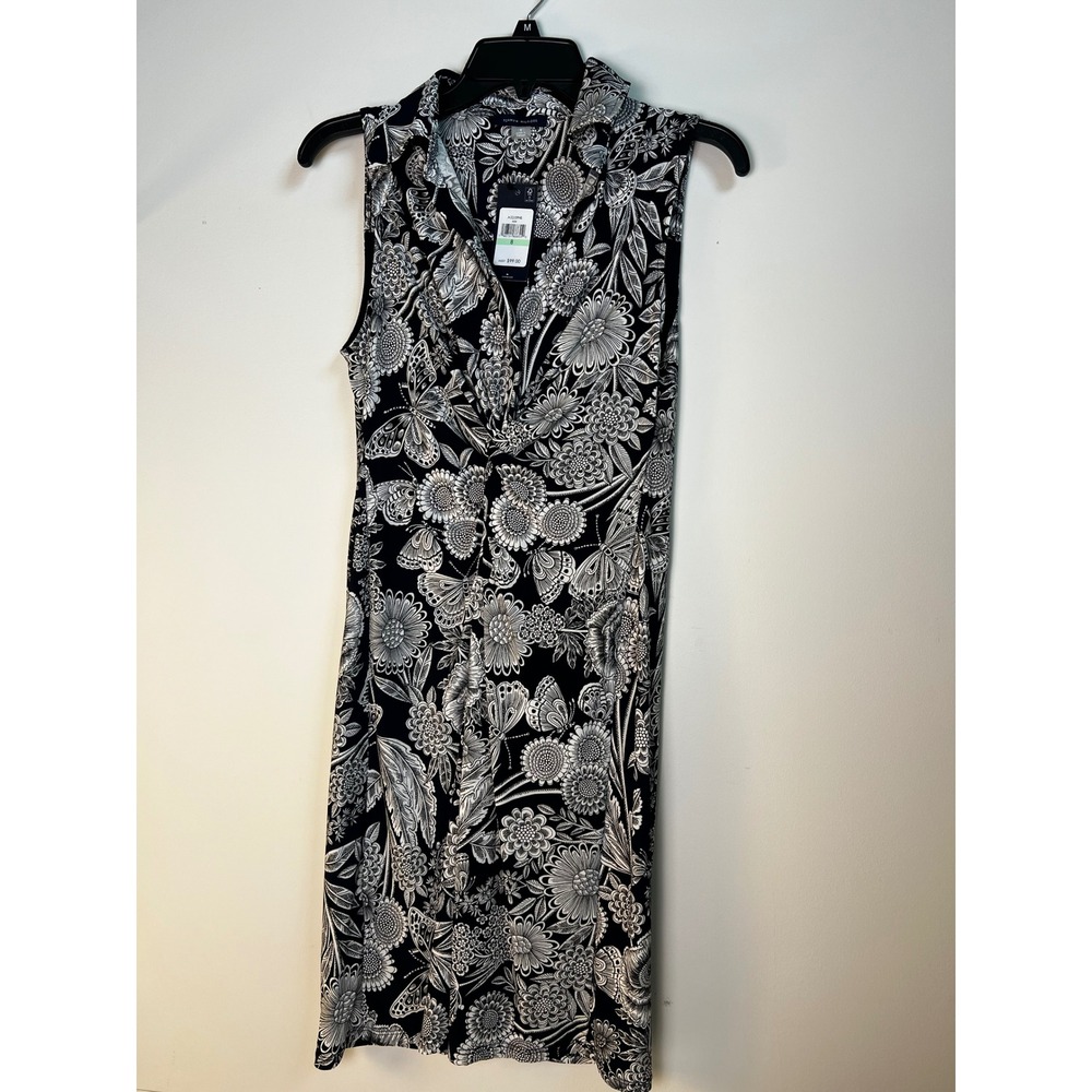 Tommy Hilfiger Black‎ White Floral Sleeveless Dress Women's Size 8 NWT